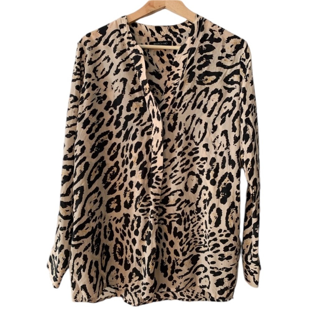 Marciano Leopard Print Silk Blouse - Size S